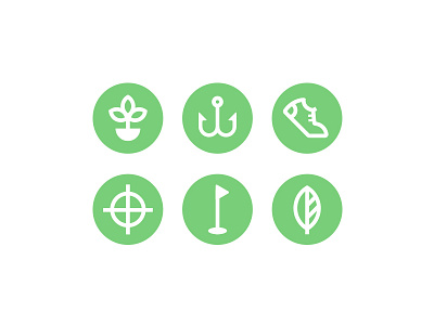 Nature Icons animal fishing golf hunt hunting icons leaf.gun nature plant running sprout