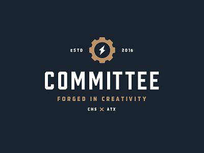 Committee pt. 5 apparel cmte committee design forge gear hammer industrial logo power