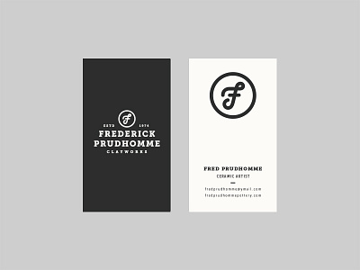 Frederick Prudhomme Clayworks pt. 3 businesscard collateral f lettering lockup logo pottery script slab stamp trademark type