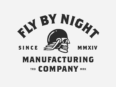Fly By Night pt.1 apparel bike helmet lockup logo mark motorcycle skull trademark type workwear