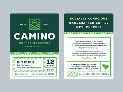 Camino label details bag branding coffee lockup logo package roaster type