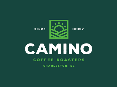 Camino Coffee Roasters Lockup branding coffee farm lockup logo mark roaster sun type