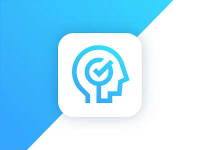 Brainfit app icon app brain check gradient head icon logo mark mental person trademark training