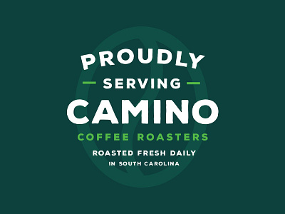 Proudly Serving... branding coffee logo sign sticker window window sign wordmark
