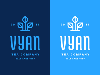 Vyan Final blue grow growth icon leaf leaves lockup logo mark nature tea