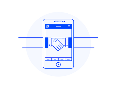 Job App Onboarding pt. 3 app application blue hand handshake icon illustration job onboarding phone ui user interface