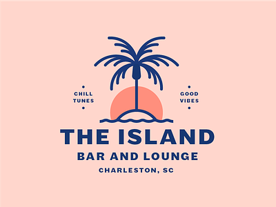 The Island bar branding good vibes island lockup logo lounge palm palm tree sunset