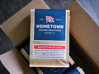 Hometown Coffee Bags brand coffee coffee roaster flag h hometown identity label logo packaging roaster
