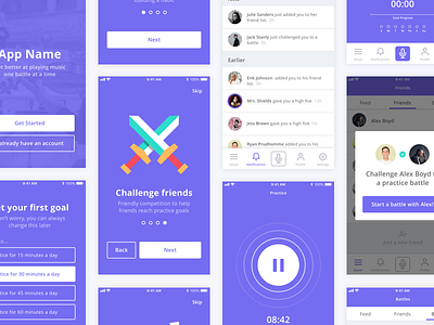 Music Practice App app battle gamification mobile music practice recording ui