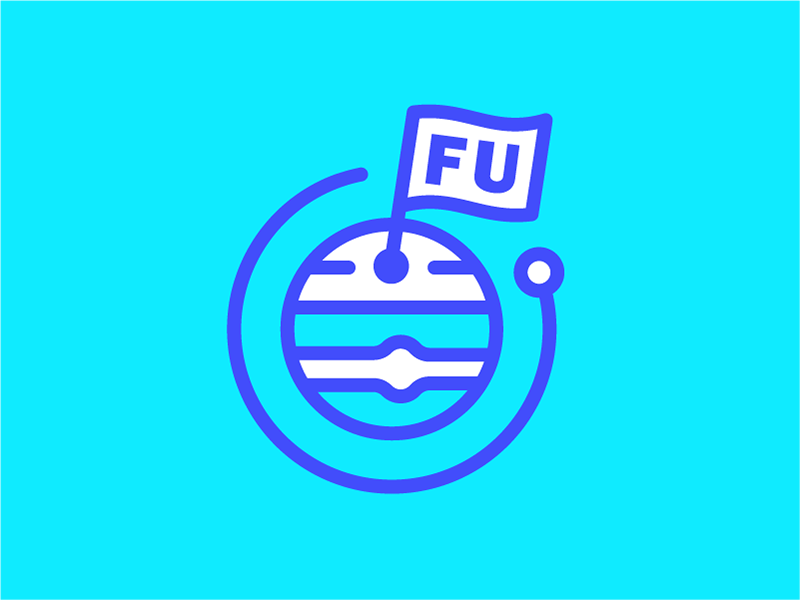 FU astronaut branding flag friendly fu happy helmet icon logo planet space universe