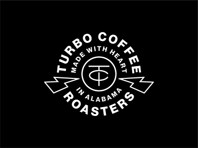 Turbo Coffee Badge brand branding coffee identity lightning lightning bolt lockup logo monogram trademark turbo turbo coffee typography