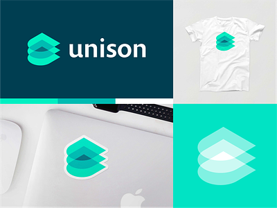 Unison pt.1 branding cloud layers lockup logo mockup shirt startup startup branding sticker tech tech logo unison