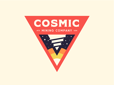 Cosmic Mining pt. 2 badge branding drill lockup logo mining planet space stars