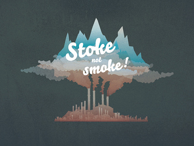Stoke cursive illustration mountains pollution