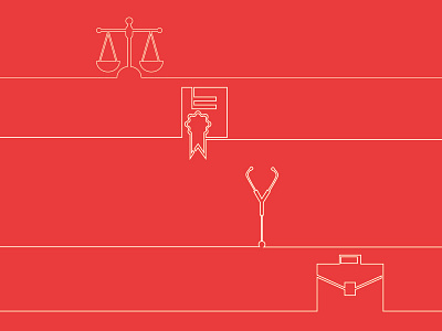 Continuous line icons briefcase business certificate degree icon law line drawing medical scales stethoscope