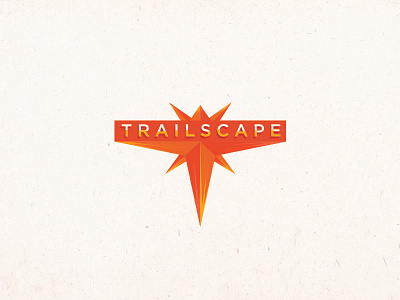 TrailScape logo badge compass gold logo orange outdoor spikes trails