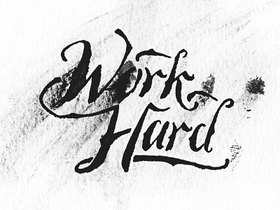 Work Hard illustration logo mark pen and ink typography