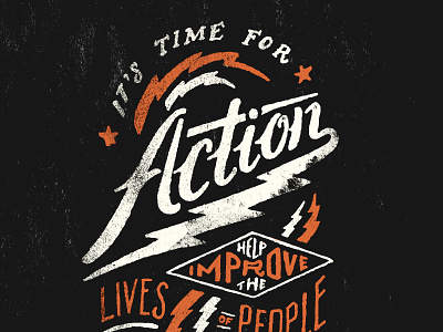 Action Bolts bolt illustration lightening pen and ink sevenly typography