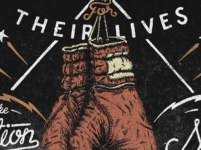 ...for their lives. boxing gloves illustration lightening pen and ink sevenly stars typography