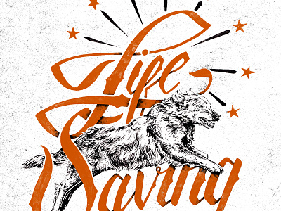 Life Saving dog illustration pen and ink sevenly typography
