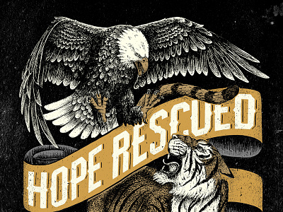 Hope Restored eagle illustration pen and ink sevenly tiger typography
