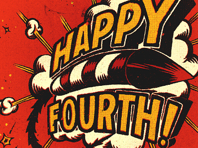 Happy Fourth! 4th explosion fireworks fourth illustration july pen and ink typography