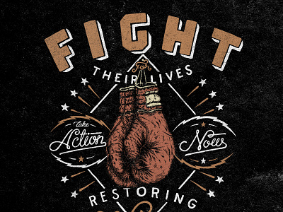Fight For Their Lives boxing fight gloves illustration lettering sevenly typography