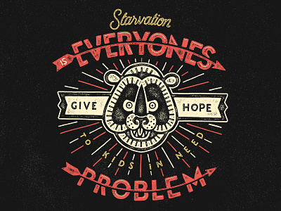 Starvation Is Everyones bear hand drawn type illustration pen and ink sevenly typography