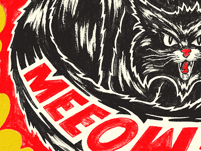 Meeow cat illustration lettering typography
