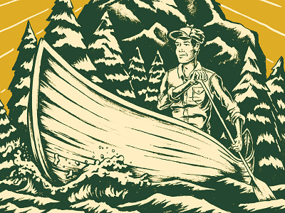 Canoe Adventures brush and ink canoe illustration outdoors