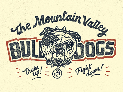 Mountain Valley bulldog illustration lettering typography