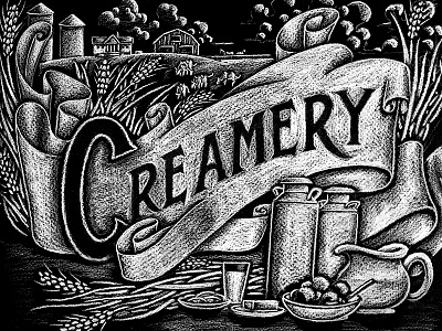 N7 Creamery art chalk illustration lettering typography