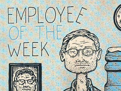 Employee Of The Week illustration man office pen and ink water cooler