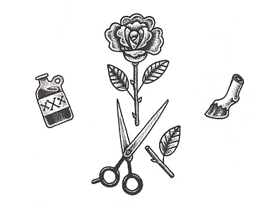Ink flash hooch hoof illustration olive branch pen and ink rose scissors tattoo tiger yondrflash