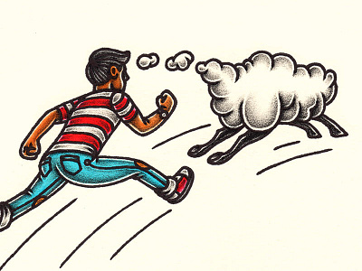 Dream Chasing character chasing dream illustration running sheep