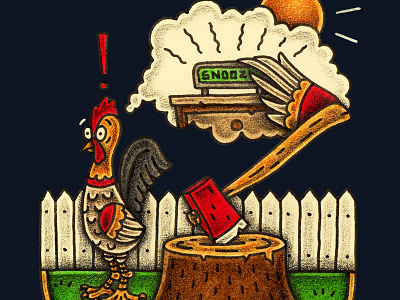 Monday On The Farm alarm ax illustration monday rooster