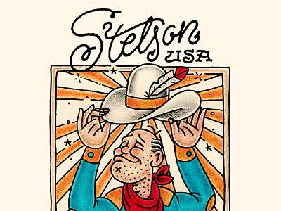 New Hat Feelin' cowboy illustration lettering western
