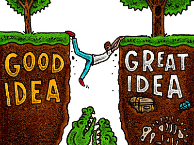 Great Idea editorial illustration mixed media