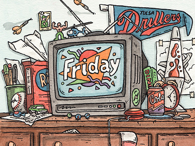 Friday editorial illustration pen and ink watercolor