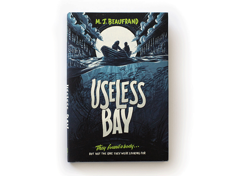 Useless Bay book cover digital painting editorial illustration lettering mystery