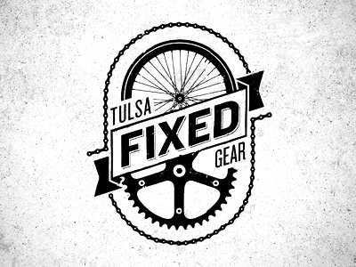Tulsa Fixed Gear badge bike chain fixed gear fixie logo mark sprocket tulsa wheel