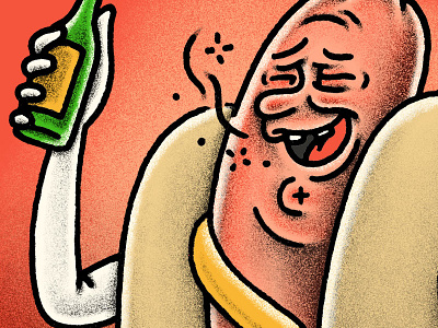 Drunk Dog beer drink editorial food hotdog illustration