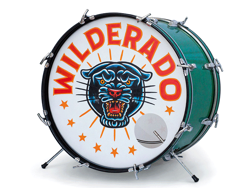 Wilderado acrylics drumhead illustration lettering music panther rock