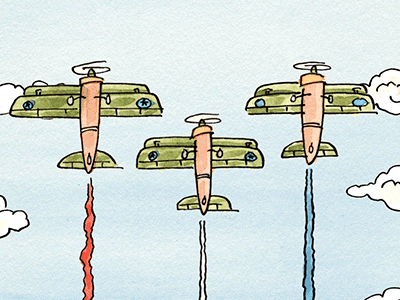 The 4th 4th of july airplanes animation editorial illustration watercolor