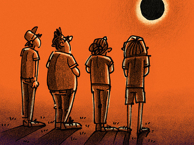 Eclipse eclipse editorial illustration mixed media people