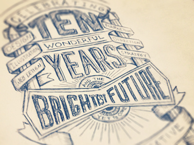 10 Year Anniversary illustration sketch typography