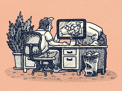 Get Your Work Done boss chair computer desk editorial illustration man men office people workplace workspace