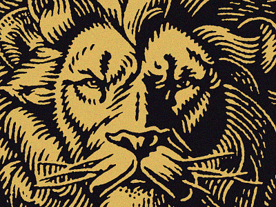 Lion animal badge engraving illustration lion pen and ink scratchboard