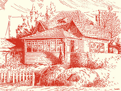 Edmonds House home house illustratie illustration line art linework neighborhood pen and ink