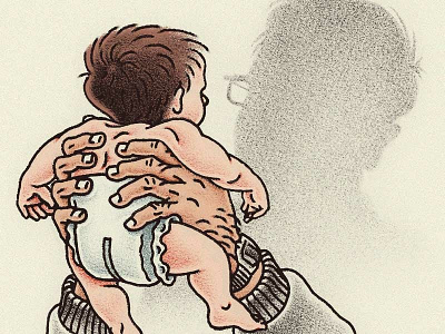 Baby baby care childhood editorial fatherhood illustration illustration agency infant parenthood